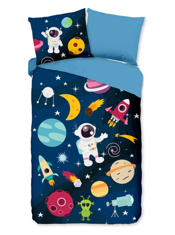 Pure Microvezel beddengoedset "Planets" donkerblauw/lichtblauw