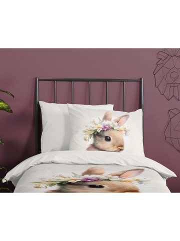 Pure Mikrofaser-Bettwäsche-Set "Evi" in Weiß/ Hellbraun