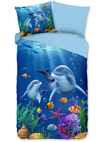 Pure Komplet pościeli "Mare" w kolorze niebieskim z mikrofibry