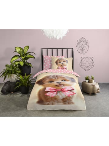 Pure Mikrofaser-Bettwäsche-Set "Bobi" in Beige/ Rosa