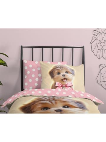 Pure Mikrofaser-Bettwäsche-Set "Bobi" in Beige/ Rosa