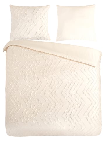Pure Komplet pościeli "Zigzag" w kolorze kremowym z mikrofibry