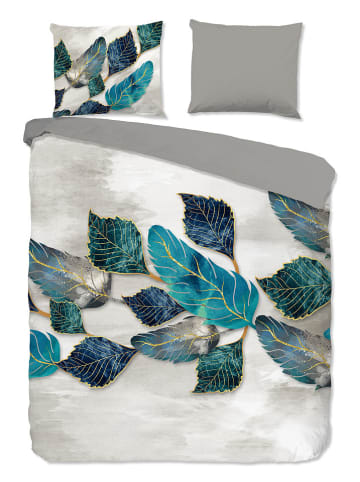 Pure Komplet pościeli "Phuka" w kolorze szaro-niebieskim z mikrofibry
