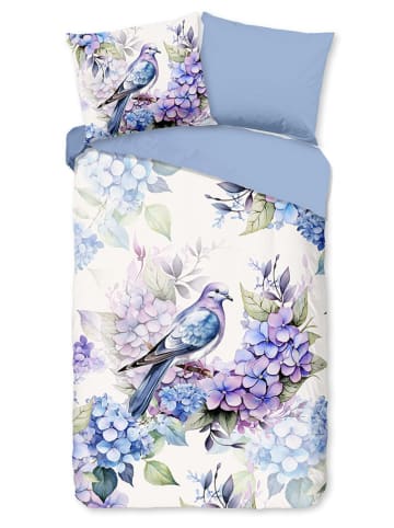 Pure Microvezel beddengoedset "Amira" wit/lichtblauw