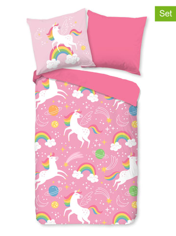 Pure 2-delige set: 2-in-1 beddengoed met kussensloop lichtroze