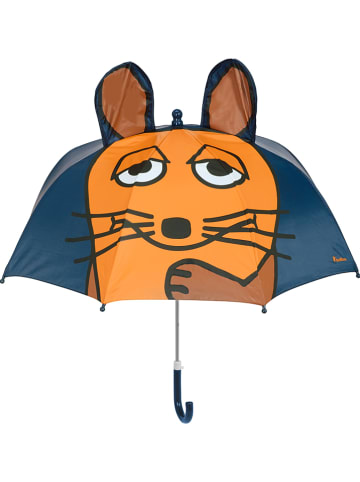 Playshoes Regenschirm in Dunkelblau/ Orange