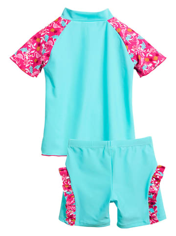 Playshoes 2-delige zwemoutfit "Flamingo" turquoise