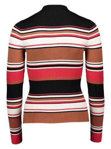 ESPRIT Pullover in Hellbraun/ Rot/ Schwarz