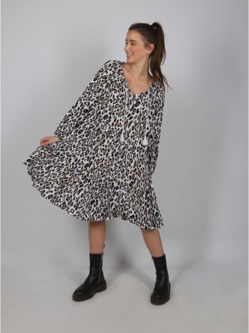 Zwillingsherz Kleid "Tara" in Weiß/ Schwarz/ Hellbraun