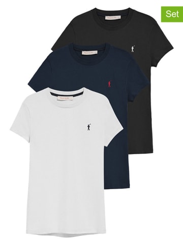 Polo Club 3er-Set: Shirts in Schwarz/ Weiß/ Dunkelblau