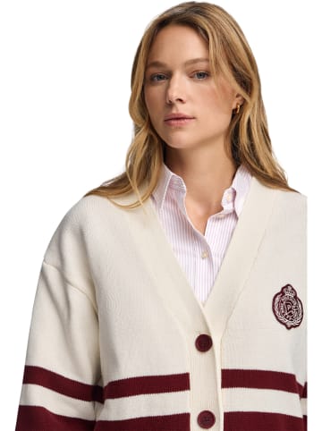 Polo Club Cardigan in Creme/ Bordeaux