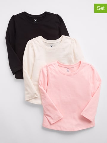 GAP 3er-Set: Longsleeves in Rosa/ Creme/ Schwarz