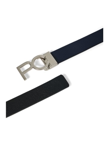 Polo Club Dwustronny pasek skórzany w kolorze granatowo-czarnym