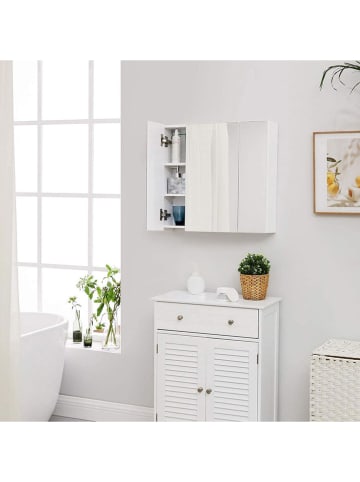 Songmics Szafka łazienkowa w kolorze białym z lustrem - 60 x 55 x 15 cm