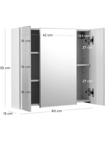 Songmics Badkamerspiegelkast wit - (B)60 x (H)55 x (D)15 cm