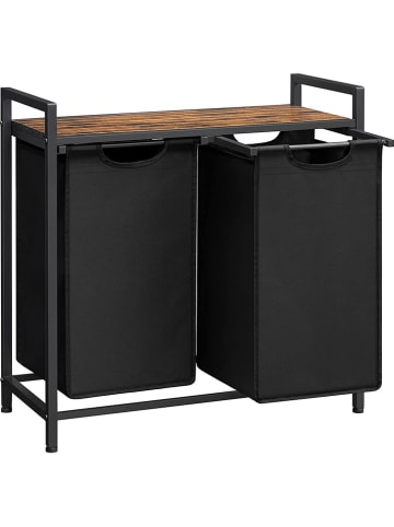 Songmics Wäschekorb in Schwarz/ Braun - (B)73 x (H)72 x (T)33 cm