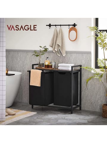 Songmics Kosz w kolorze czarno-brązowym na pranie - 73 x 72 x 33 cm