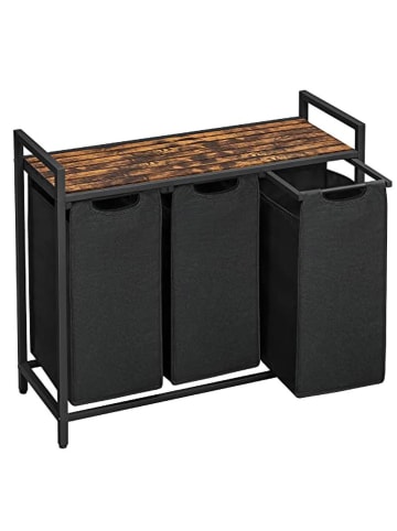 Songmics Wäschekorb in Schwarz/ Braun - (B)92,5 x (H)71 x (T)33 cm