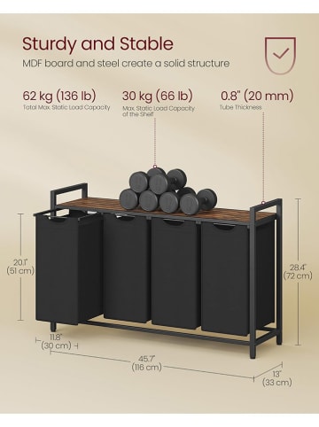 Songmics Kosz w kolorze czarno-brązowym na pranie - 116 x 72 x 33 cm