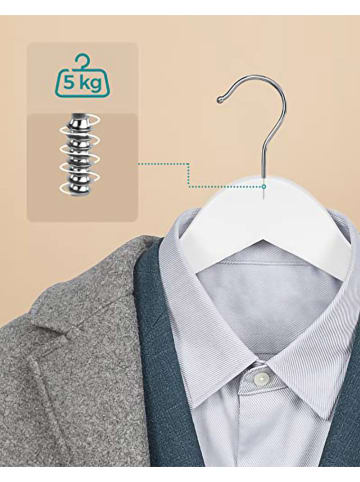 Songmics Wieszaki (20 szt.) w kolorze srebrno-białym na ubrania - 44,5 x 23 cm