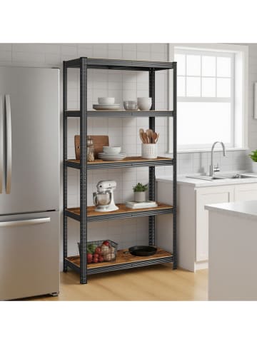 Songmics Staande kast bruin/zwart - (B)90 x (H)180 x (D)40 cm