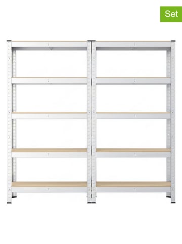 Songmics 2-delige set: staande kasten beige/zilverkleurig - (B)120 x (H)200 x (D)60 cm