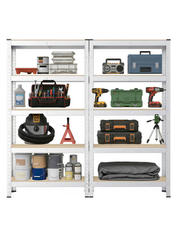 Songmics 2-delige set: staande kasten beige/zilverkleurig - (B)120 x (H)200 x (D)60 cm