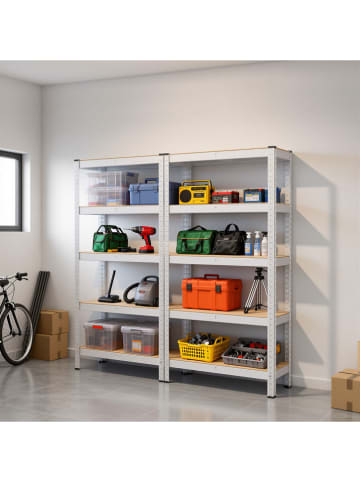 Songmics Regały stojące (2 szt.) w kolorze srebrno-beżowym - 120 x 200 x 60 cm