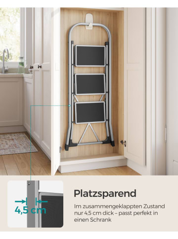 Songmics Leiter in Silber/ Schwarz - (B)46,5 x (H)105 x (T)74,5 cm