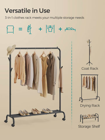 Songmics Garderoba stojąca w kolorze czarnym - 103,5 x 155 x 41 cm