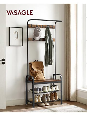 Songmics Standgarderobe in Schwarz/ Braun - (B)77 x (H)183 x (T)33,7 cm