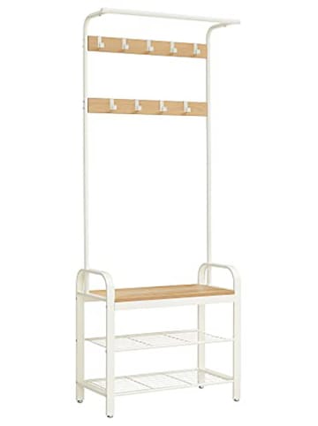 Songmics Garderoba stojąca w kolorze kremowo-jasnobrązowym - 77 x 183 x 33,7 cm