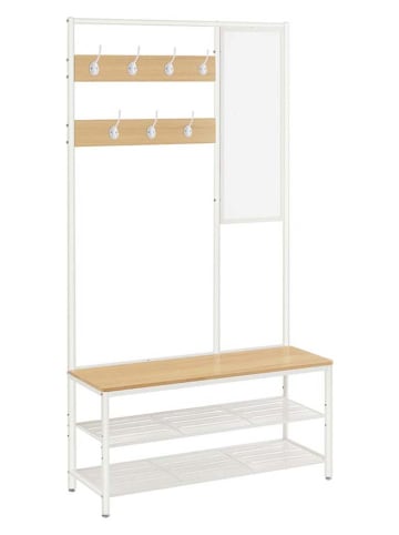 Songmics Garderoba stojąca w kolorze biało-jasnobrązowym - 98 x 180 x 35 cm
