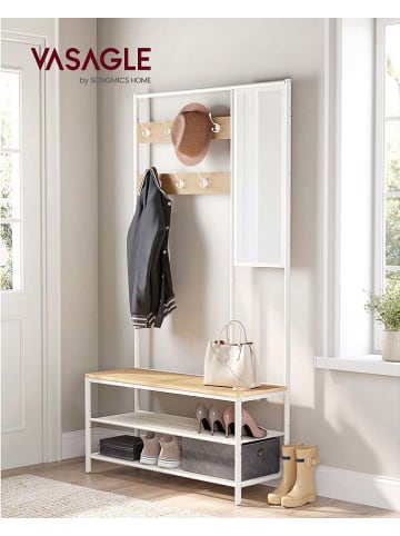 Songmics Garderoba stojąca w kolorze biało-jasnobrązowym - 98 x 180 x 35 cm