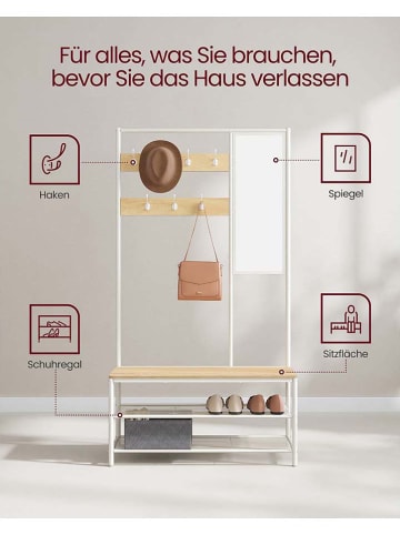 Songmics Garderobe in Weiß/ Hellbraun - (B)98 x (H)180 x (T)35 cm