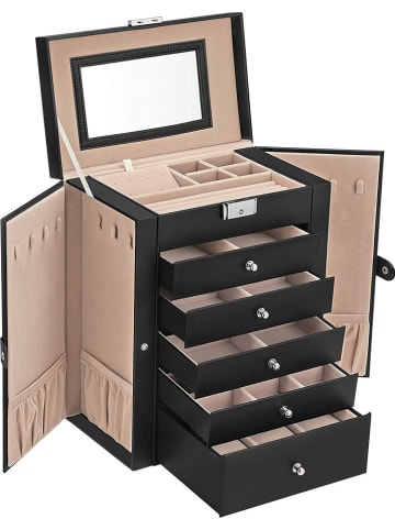 Songmics Uhrkästchen in Schwarz/ Beige - (B)26 x (H)32 x (T)15,5 cm