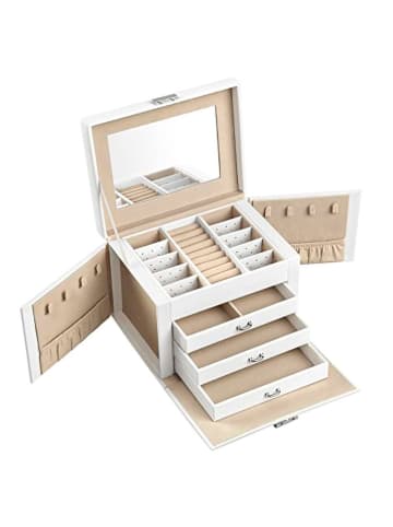 Songmics Sieradenkastje wit/beige - (B)22,5 x (H)16,5 x (D)17,5 cm