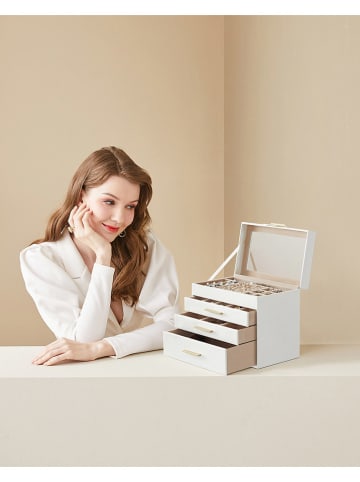 Songmics Szkatułka w kolorze białym - 25,1 x 21,5 x 15,3 cm