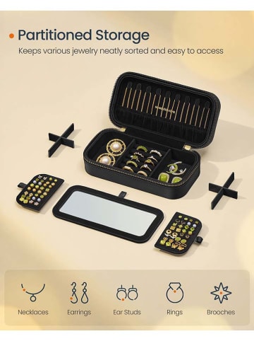 Songmics Szkatułka w kolorze czarnym na biżuterię - 20,5 x 6 x 10,5 cm