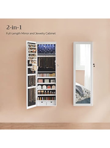 Songmics Wandspiegel in Weiß - (B)37 x (H)120 x (T)10 cm