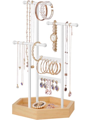 Songmics Schmuckständer in Weiß/ Hellbraun - (B)20,5 x (H)36 x (T)18 cm