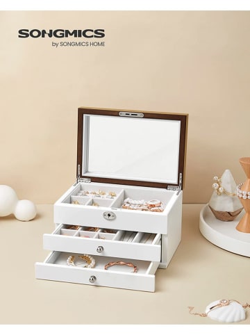 Songmics Sieradenkastje wit/lichtbruin - (B)25 x (H)15 x (D)17 cm