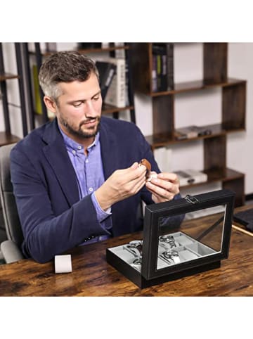 Songmics Uhrkästchen in Schwarz - (B)25,5 x (H)7,8 x (T)20,2 cm