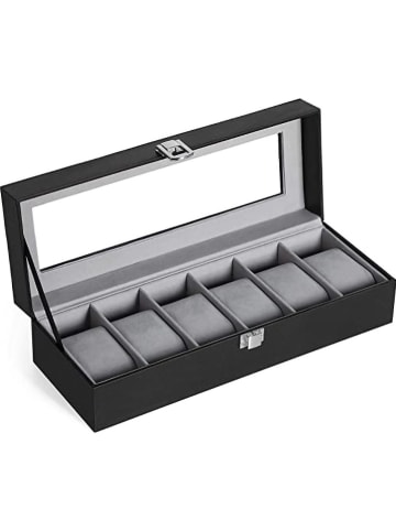 Songmics Szkatułka w kolorze czarnym na zegarki - 30 x 8 x 11,2 cm