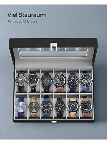 Songmics Horlogekastje zwart - (B)30 x (H)8,5 x (D)21 cm