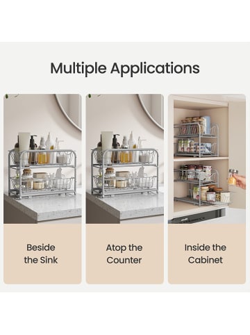 Songmics Regał kuchenny w kolorze srebrnym - 35,8 x 27,2 x 21,6 cm