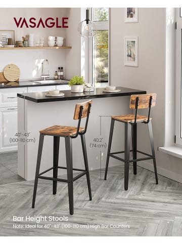 Songmics 2er-Set: Barstühle in Braun - (H)102,2 cm