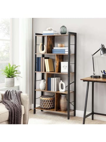 Songmics Boekenkast zwart/bruin - (B)74 x (H)154,5 x (D)30 cm