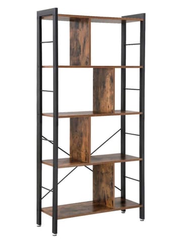 Songmics Bücherregal in Schwarz/ Braun - (B)74 x (H)154,5 x (T)30 cm