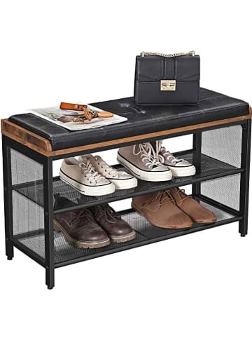 Songmics Schuhbank in Braun/ Schwarz - (B)80 x (H)48 x (T)30 cm